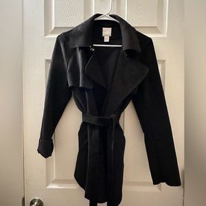 H&M Black Suede Trench Coat